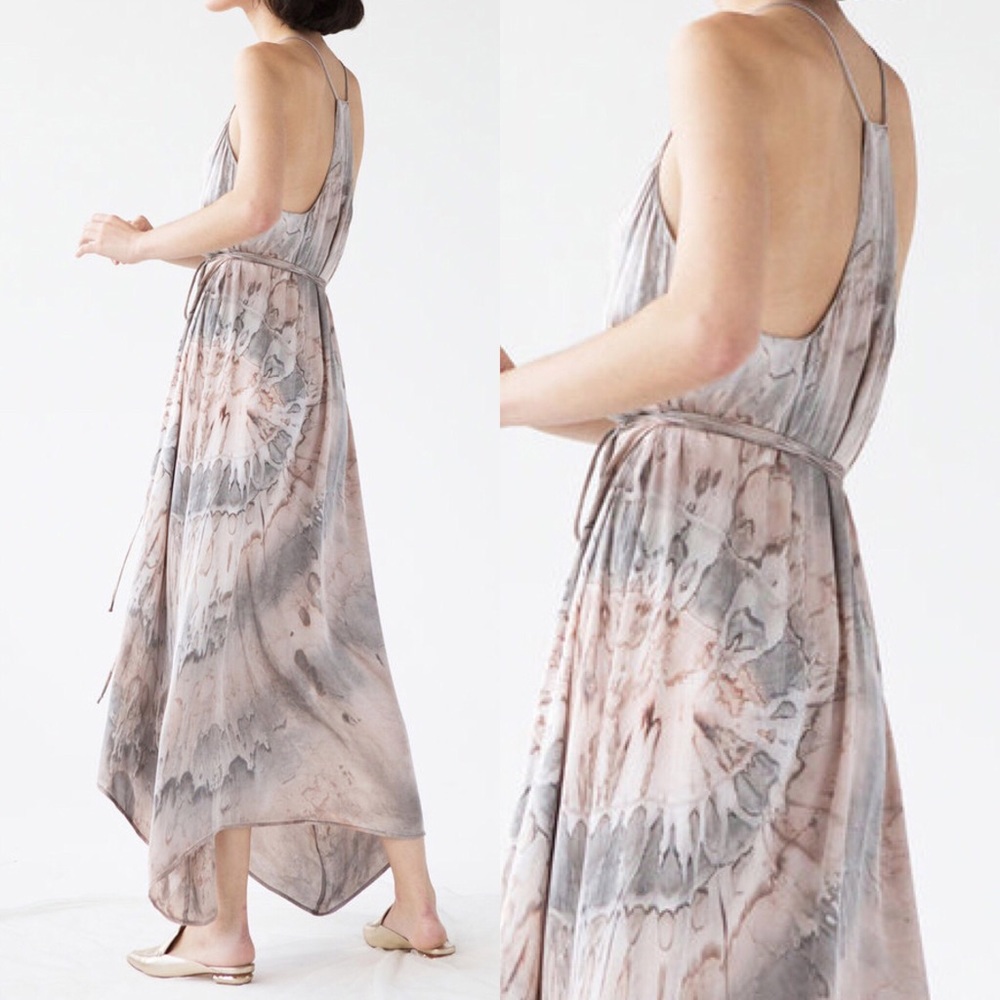 ✨HPx2!✨NWT Enza Costa Silver Silk Print Wrap Dress - Picture 3 of 5